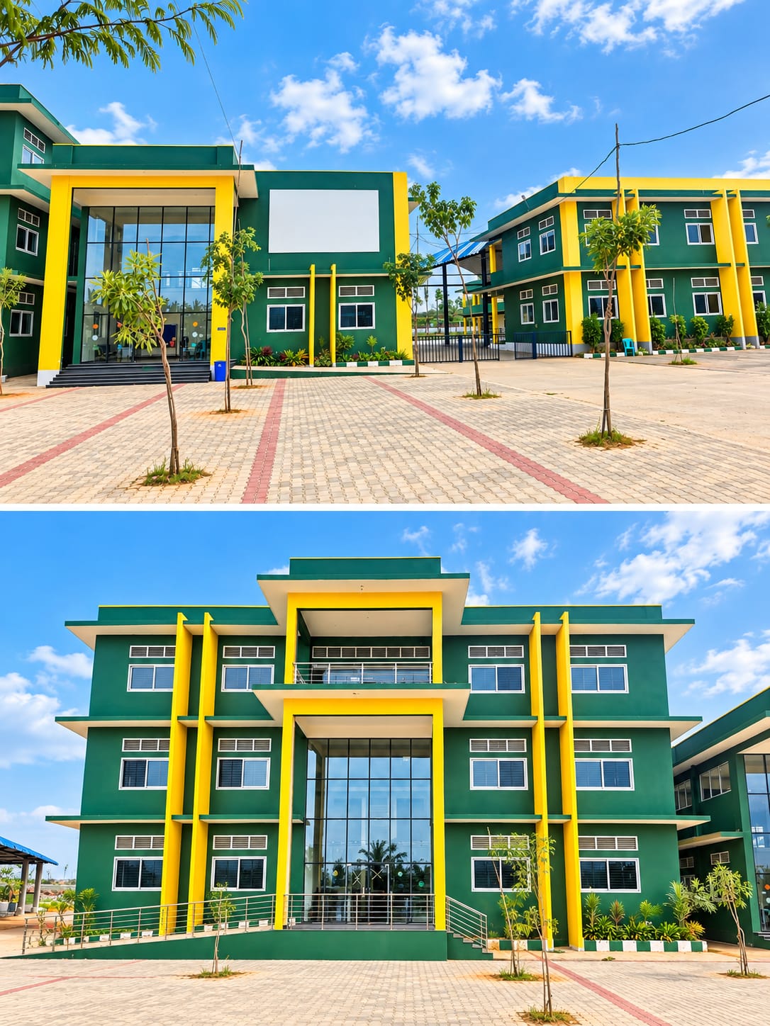 JCM International School campus buildings with the main entrance and front facade