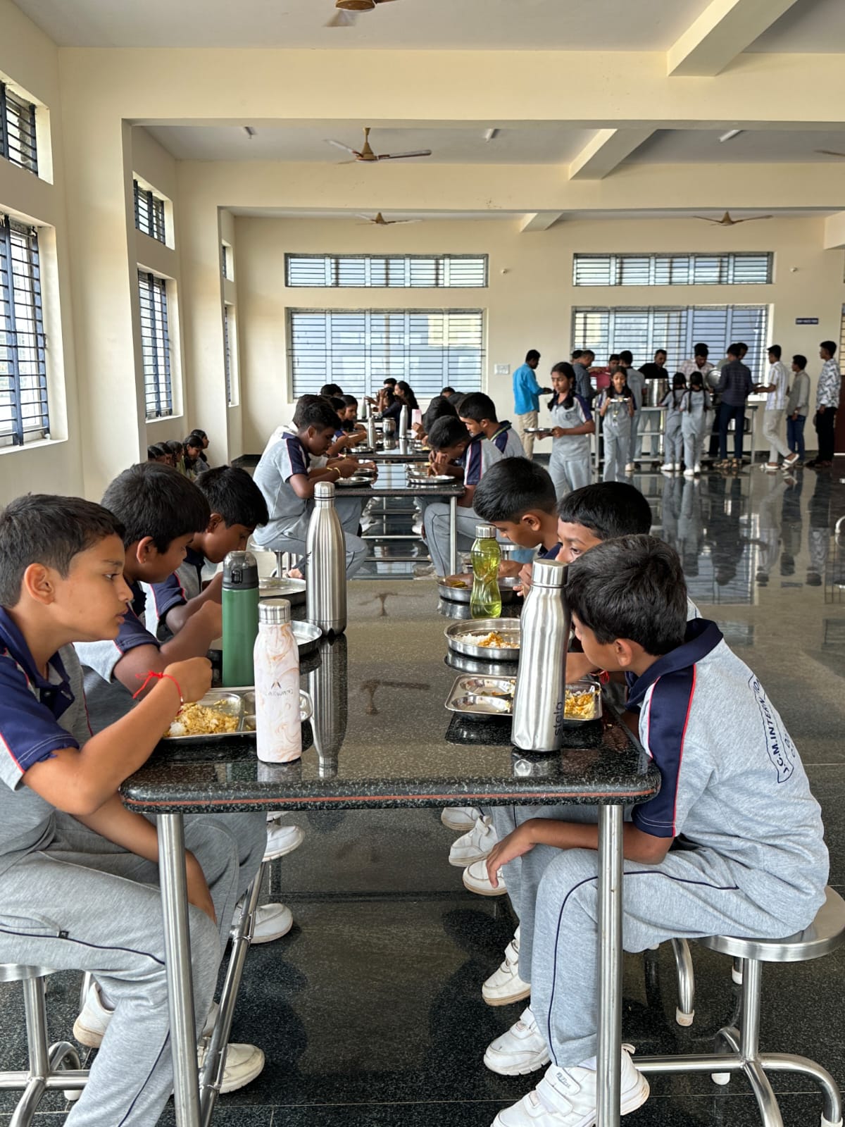 Students having lunch in the dining hall